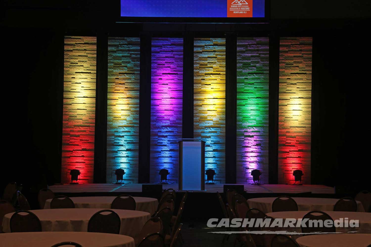 Stacked Stone Scenic Stage Panels at Event Close Up View